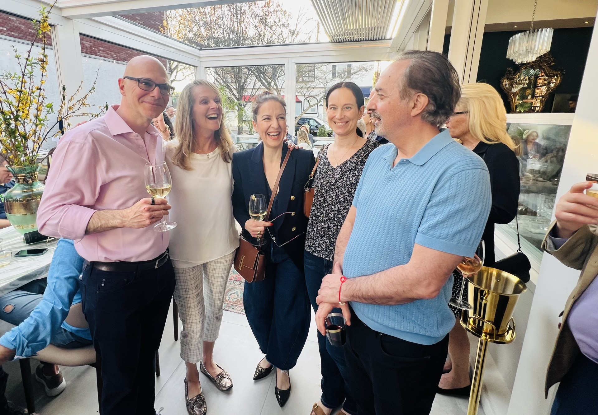 Realtor Fiona Dogan and friends at Antique Garage in Rye, NY